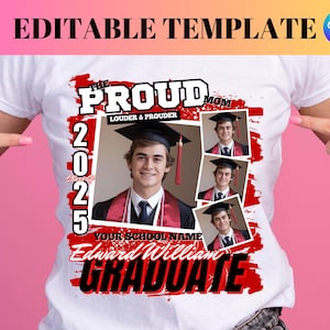 誇り高き家族の卒業Tシャツテンプレート、卒業シャツ、ファミリーシャツ、卒業、CanvaテンプレートママPNGバンドル、誇り高き家族の写真シャツ