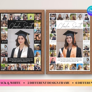 Conjunto de modelos de colagem de fotos de formatura, placa de boas-vindas para formatura, cartaz para festa de formatura, presente de