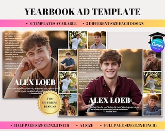 Bundle Yearbook Ad Half Page Template, Personalized Photo Collage For Senior Graduation Tribute