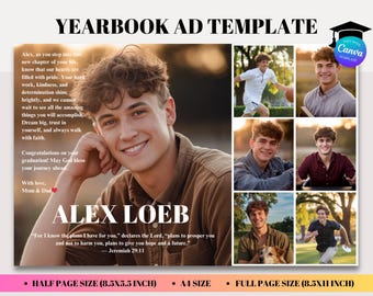 Senior High School Graduation Tribute Grad 2026, Yearbook Ad Half Page Template Editable