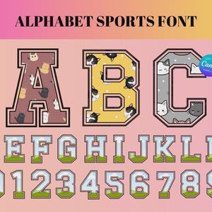 Sportbuchstaben-Set, bearbeitbare Vorlage, Drag & Drop-Rahmen, Sportalphabet, Großbuchstaben und Zahlen