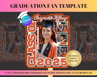 2026 Grad Paddle Fans Personalized, Graduate Topper Editable, Hand Fan Graduation Editable Template