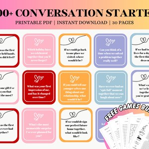 300+ Couple Conversation Starter Cards, Couple Question Cards, Date Night Question Cards, Relationship Questions, Icebreaker Game, Printable