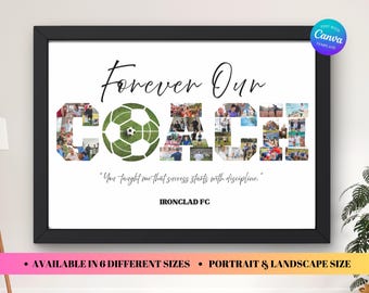 Sports Frame Gift, Soccer Coach Photo Collage, Senior Night Gift, Football Appreciation For Him