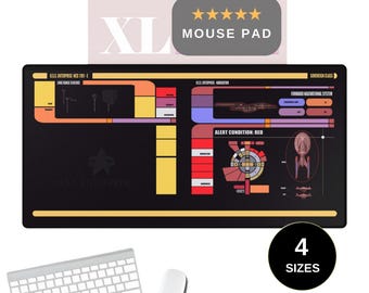 Trek Enterprise E LCARS, Gamers XL Mousepad Desk Mats, TNG Next Gen First Contact Picard I Mouse Pads Office Gaming Project Keyboard Pad