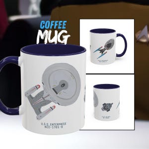U.S.S. Enterprise & Defiant Mug, Comic Book Coffee Cup I Star Trek Fan Art, Sci-Fi Gift, Tea Mug, Geek Decor I Trekkie Picard, DS9, 11oz