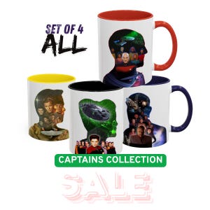 Captains set of 4 Mugs, Star Trek I Gift for Sci-Fi Fans, Kitchen Cups, Father's Day I Kirk Picard Sisko Janeway, Trekkie I 11oz