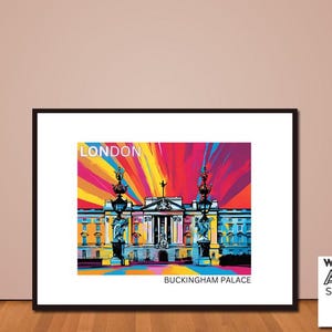 London Fine Art gerahmt | Buckingham Palace I Indoor Home Décor Poster Druck Geschenk Reise I Städte der Pop-Kollektion