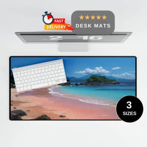 Carton Pink Beach, XL Mouse Pads, Tapetes de Mesa I Art Pink Beach Viagem I Trabalho em Casa Escritório Projeto de Jogos Tapete de Ponto Cruz Gamers Pad