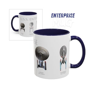 U.S.S. Enterprise Next Gen Mug, TOS and TNG Coffee Cup I Star Trek Mug, Sci-Fi Gift for Trekkie, Kirk Picard fan, NCC 1701 Tea, 11oz or 15oz