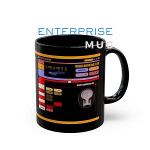 USS Enterprise D LCARS Mug, Trek Coffee Cup I TNG Starship Sci-Fi Fan, Trekkie Tea Cup I Captain Picard Mug, Gift for Trekkie, Next Gen Fan