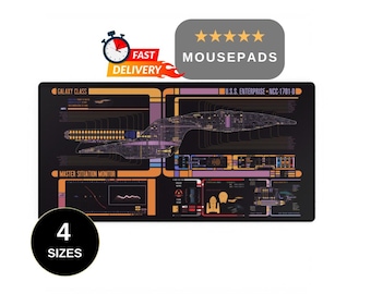 U.S.S. Enterprise D Mouse Pad, XL Desk Mat I LCARS Generations Edition I Desk Home Decor Office Gaming Project Mat Pad I Trek Next Gen