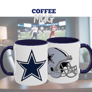 Dallas Cowboys NFL Cup, Coffee Mug I Sports Fan Gift, Team Mug, Football Lover, Helmet, Game Day, Gift for Dad Father&#39;s I 11oz or 15oz
