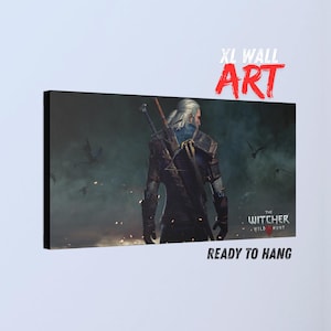 The Witcher XL Canvas Wall Art, Geralt Poster Wall Decor, Wild Hunt Print Poster, Unique Witcher 3 Gift, Geralt of Rivia fan