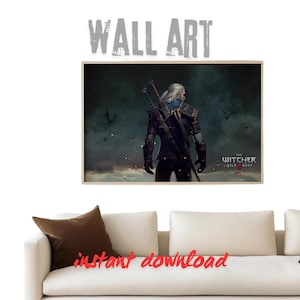 The Witcher XL Wall Art, Geralt Poster I Wild Hunt Print, Unique Witcher 3 Gift, Geralt of Rivia fan I Instant Download