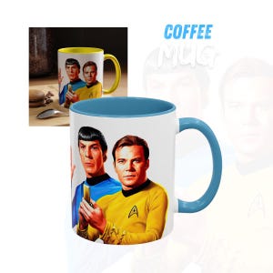 Kirk and Spck Coffee Mug, Star Trek Original Series Mug I Space Sci-Fi Gift, Trekkie Tea Cup, Retro Kitchen, TOS Fan, Retro Kitchenware Cup