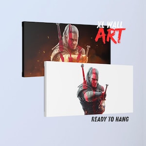 The Witcher XL Canvas Wall Art, Geralt Poster Wall Decor, Wild Hunt Print Poster, Unique Witcher 3 Gift, Geralt of Rivia fan