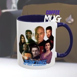 Star Trek Next Generation Crew Coffee Mug I Space Sci-Fi Gift, Starship Enterprise Tea Cup I Trekkie, Captain Picard, Data, 11oz
