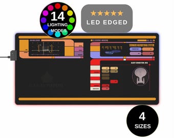 Enterprise D LCARS LED, xl Mouse Pads Gamers Desk Mats, Trek Next Gen Picard I Wireless Charging Gaming Project Mousepad RGB Keyboard Pad