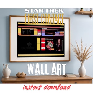 LCARS Enterprise E Wall Art, Trek First Contact Poster I Trekkie Gift for Picard fan, Sci-Fi Home Wall Decor, Movie Print I Instant Download