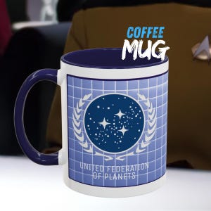 Star Trek Coffee Mug, United Federation of Planets Cup I Trek Gift, Sci-Fi Geek Cup, Space Lover Drinkware, Next Gen, Picard Tea, 11oz