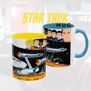 Star Trek Original Series Mug, Animated Cup I TOS Retro Coffee Cup, Kirk Spock Tea Mug, Sci-fi Fan, Enterprise Gift, Trekkie Drink, 11oz