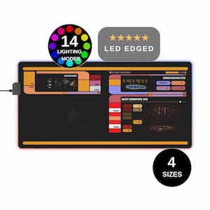 Defiant DS9 LED LCARS Mauspad, Gamer Gaming Schreibtischmatte, Star Trek I Home Mauspad, Gaming Projektmatte, RGB Tastaturpad, kabelloses Laden
