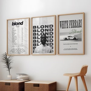 Ferrari blanco rubio / Juego de 3 carteles / Coche de carreras / Música rap / Tendencia / Moda Hypebeast / Imprimible / Decoración de pared / Impresión digital /
