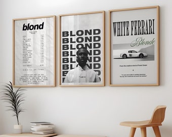 Blond White Ferrari / Set of 3 Posters / Race Car / Rap Music / Trendy / Hypebeast Fashion /  Printable / Wall Art Decor / Digital Print /