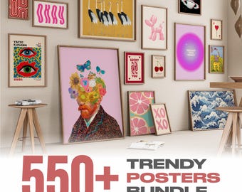 550+ Trendy Posters Bundle / Wall Art Pack / Vintage Gallery Sets /  Maximalist Prints Fashion /  Printable / Wall Art Decor / Digital Print