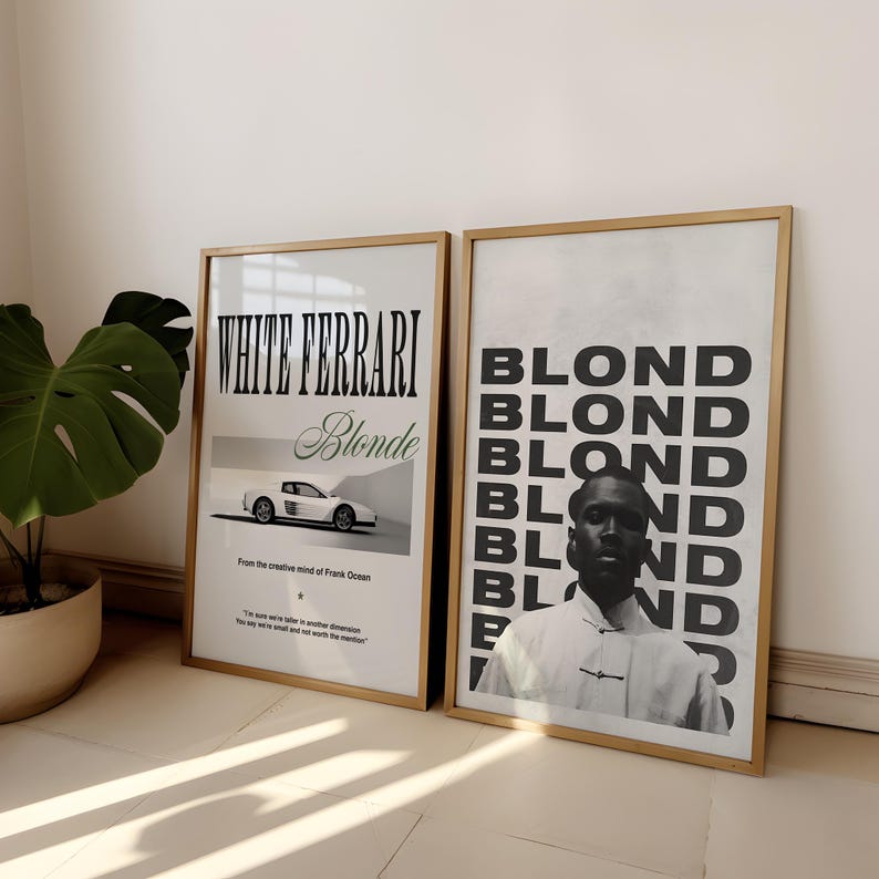 Blond Racing Poster Blond White Ferrari / Set of 3 Posters / Race Car / Rap Music / Trendy ...