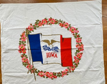Vintage Iowa Tablecloth Hawkeye State Iowa Flag