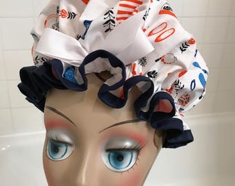 Shower Cap Women's Waterproof Machine Washable "Vacation Ready"