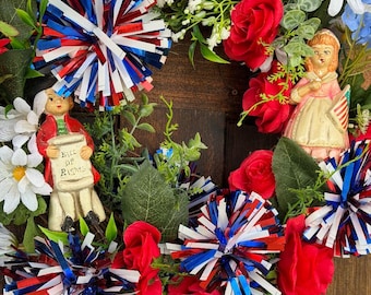 Patriotic America 250th Anniversary Wreath Vintage Figurines