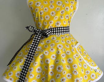 Yellow Daisy Apron Women's Circle Skirt Retro Apron
