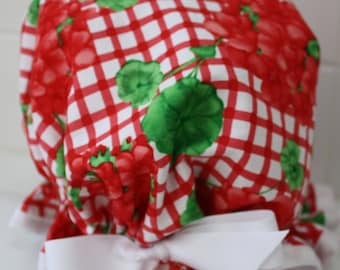 Shower Cap Waterproof Washable "Geraniums" Shower Cap