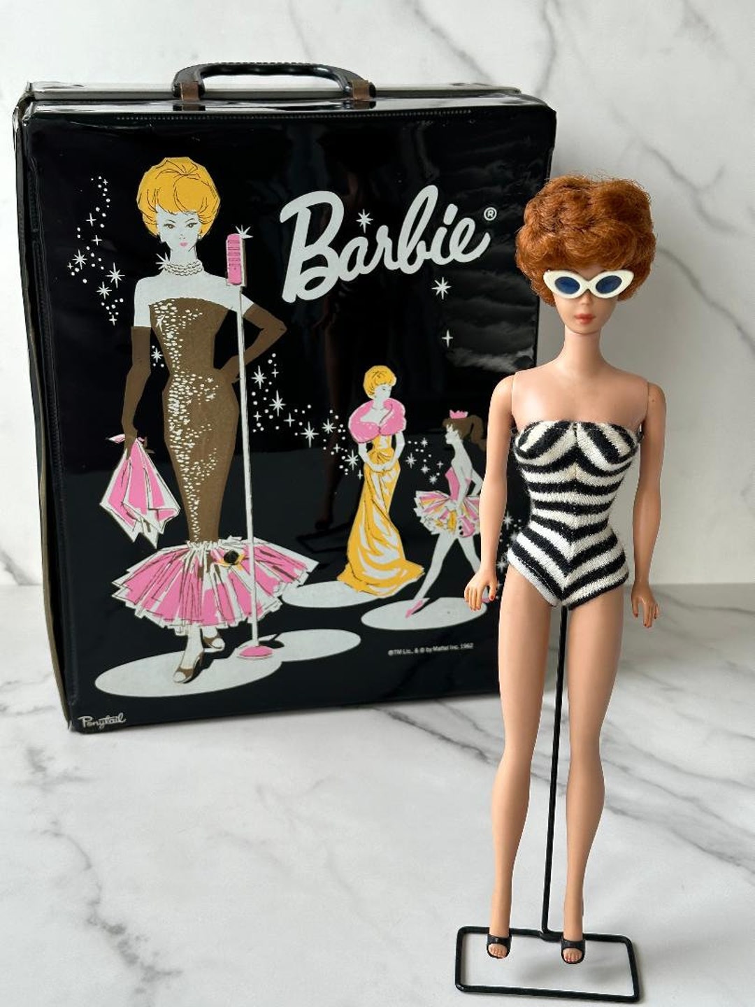 Titan Bubblecut Barbie 1958 1961 Original Zebra Swimsuit and 1962 ...