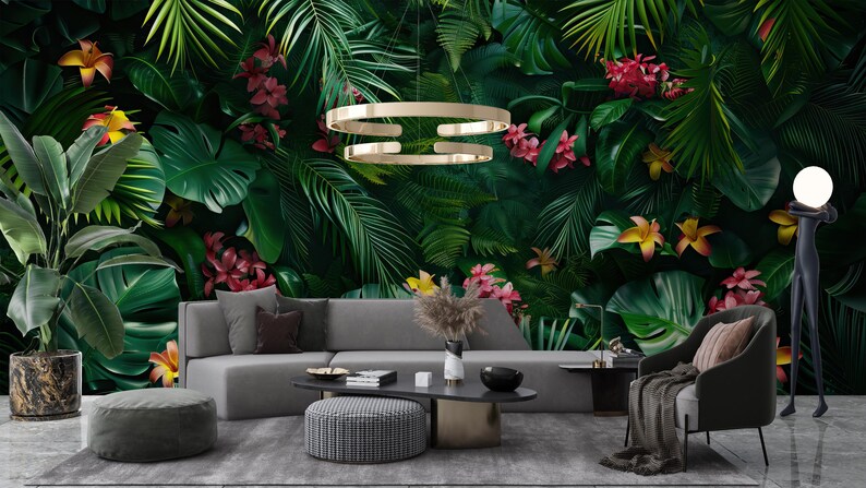 Tropical Jungle Wallpaper | Green Tropical Wallpaper | Tropical Leaf ...