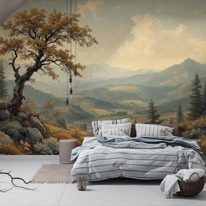 Nature-Inspired Scenic Wallpaper | Elegant Nature Wall Mural | Scenic Countryside Wallpaper |  Autumn Landscape Mural | Non Woven Wallpaper
