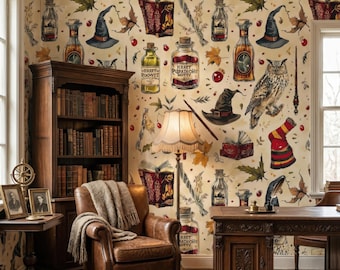 Harry Potter Styles, Vintage Tapete der Zauberakademie, Wunderliche Hexerei zum Abziehen und Aufkleben, Wohnkultur, Vintage Tapete der Zauberakademie