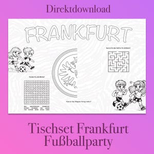 Eintracht Frankfurt / Football placemat for coloring / Football children&#39;s birthday placemat / Football tournament children&#39;s activity / PDF