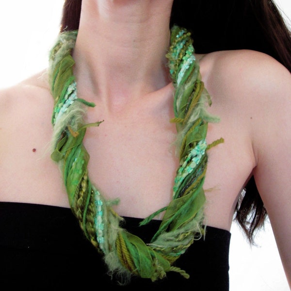 SALE  fiber necklace - Fiddlehead -