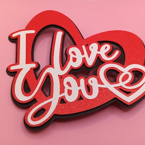 SVG Cake Topper, I Love You Heart, Cake Decoration, Layered Cut File Template, Instant download, silhouette cameo, laser cut