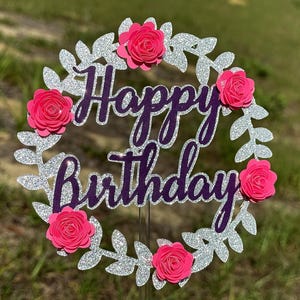 Happy birthday flower svg / birthday party decor / flower party / cricut / silhouette / instant download / diy crafts