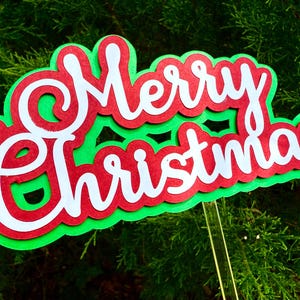 Merry Christmas Cake Topper SVG – Holiday Party Decoration, Cricut, Silhouette, Instant Download, DIY