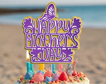 Glücklicher Muttertag Cake Topper SVG, Cricut Silhouette (digitaler Download)
