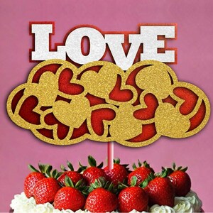 Cake Topper Love SVG, Love Theme Layered Cut File, Instant Download, Silhouette Cameo Laser Cut
