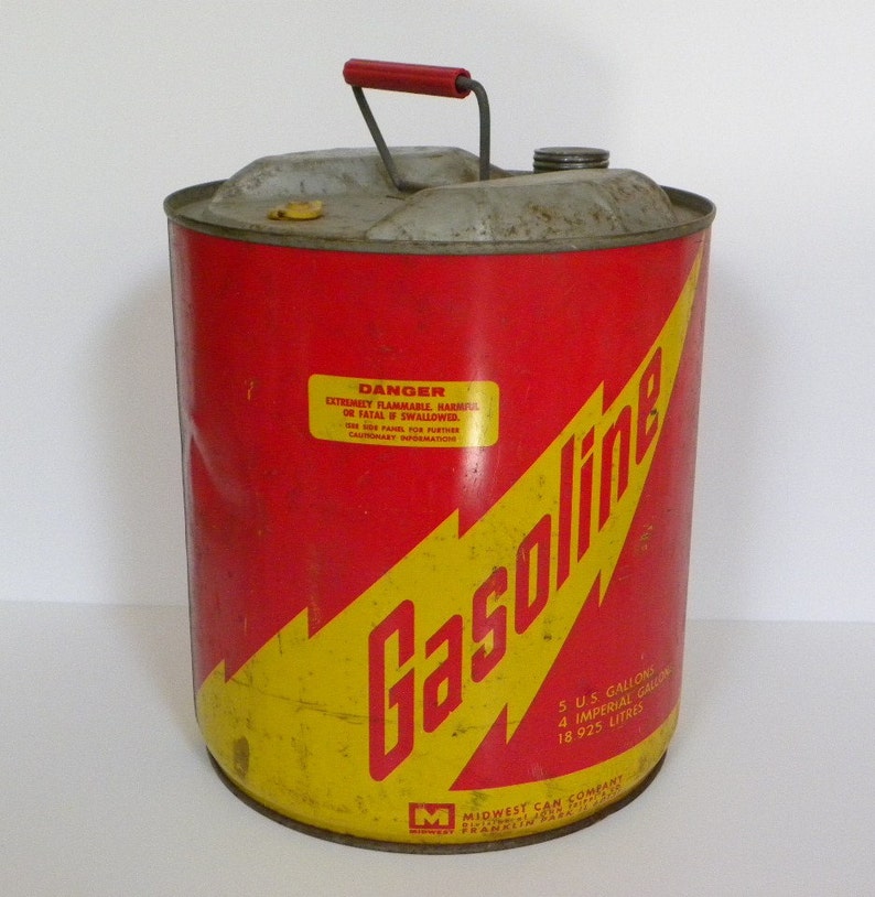 Vintage Industrial Metal Gas Can Midwest Can Co. 5 Gallon Etsy