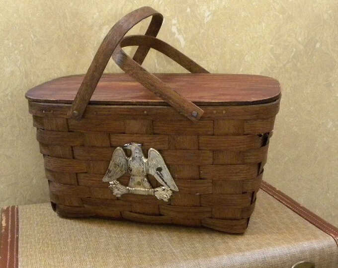 Vintage 1970s Large Picnic Basket Basketville Putney Etsy