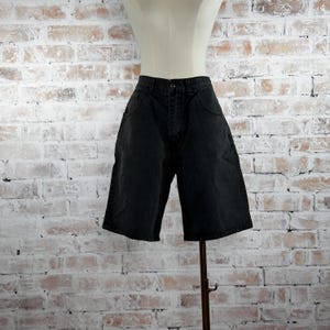 True Vintage 1990s Bugle Boy Jeans Women’s 100% Cotton Black Solid Print High Waisted Relaxed Fit Casual Hiking Bermuda Denim Mom Shorts